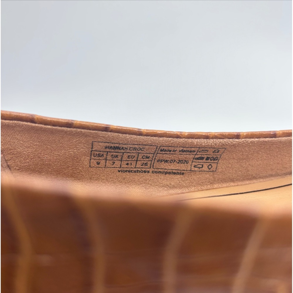 Vionic Hannah Croc Flats Size 9 Brown Embossed Ballet Shoes Work Comfort Slip On - Picture 12 of 12